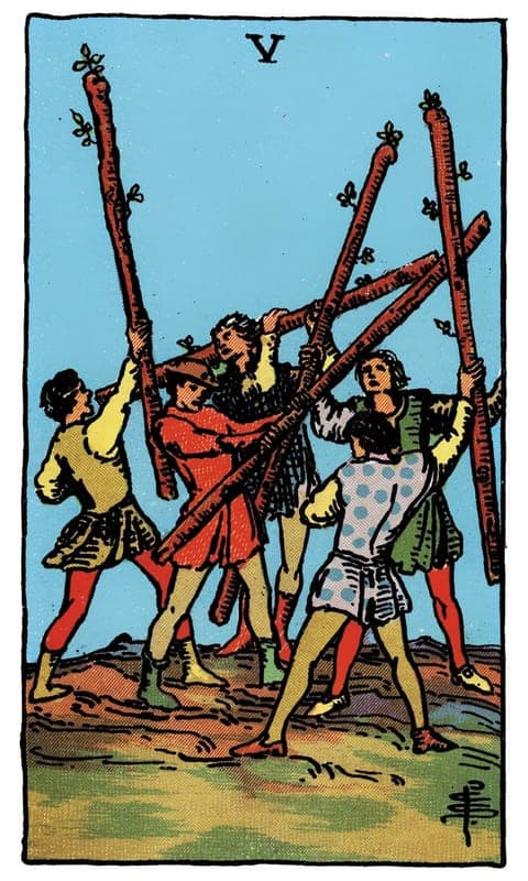 Five of Wands, Rider–Waite–Smith deck