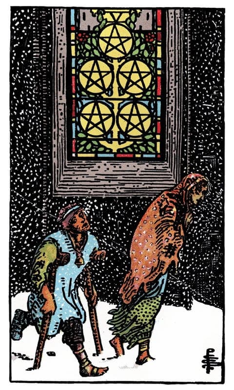 Five of Pentacles, Rider–Waite–Smith deck